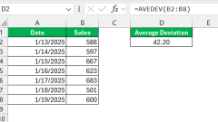 So berechnen Sie die durchschnittliche Abweichung mit AVEDEV in Excel