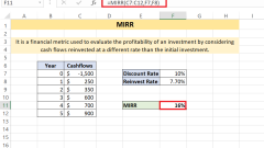 Berechnung der Rückgaben mit Excel Mirr -Funktion