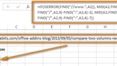 Extract domain names from a URL list in Excel