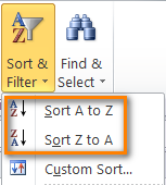 Excel: Sortieren nach Zeile, nach Spaltennamen und in benutzerdefinierter Reihenfolge
