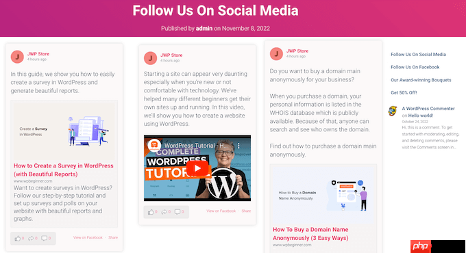 如何在 WordPress 中创建自定义 Facebook Feed