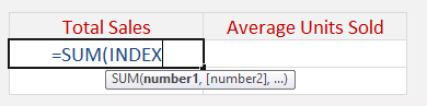 Summe einen Bereich mit der Indexfunktion
