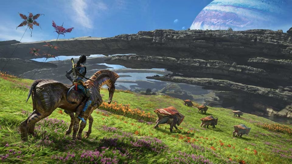 いくつかの奇妙な理由で、Ubisoftは新しいAvatar:Frontiers of Pandora Updateのトレーラーに會社の財政情報を植え付けました