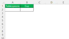 Cara menukar sudu ke cawan di Excel
