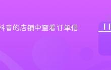 如何在抖音的店铺中查看订单信息?