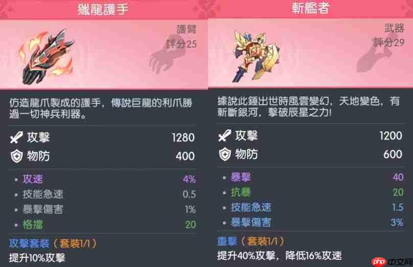 龙魂旅人常见角色装备推荐