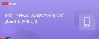 iOS 17升级后怎样解决应用切换界面意外弹出问题