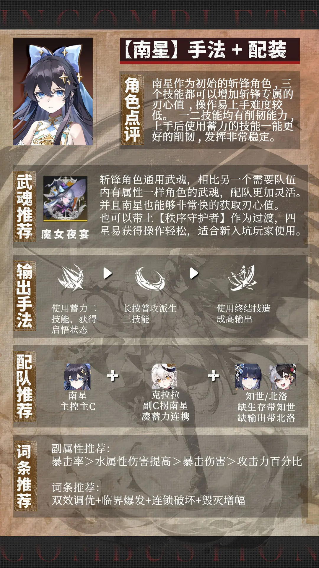 辉烬南星输出手法及配装推荐一图流