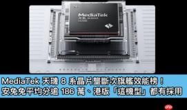 MediaTek 天玑 8 系晶片垄断次旗舰效能榜！安兔兔平均分逾 186 万、港版「这机型」都有採用