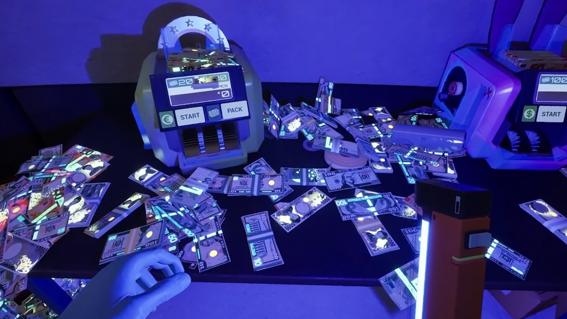 現金清理模擬器中的黑光證據探索錯誤