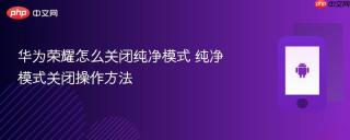 华为荣耀怎么关闭纯净模式 纯净模式关闭操作方法