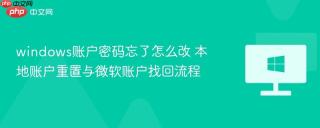 windows账户密码忘了怎么改 本地账户重置与微软账户找回流程
