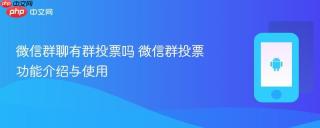 微信群聊有群投票吗 微信群投票功能介绍与使用