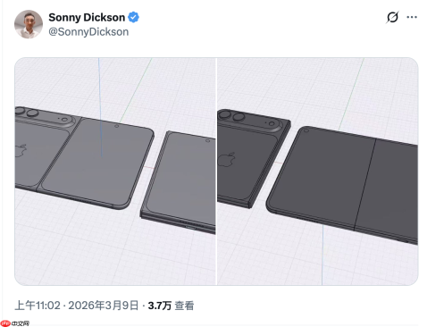 苹果iPhone Fold CAD渲染图曝光 预计2026年9月发布