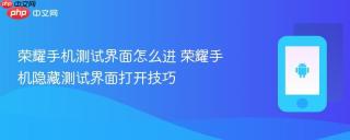 荣耀手机测试界面怎么进 荣耀手机隐藏测试界面打开技巧