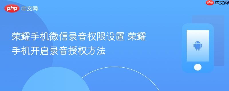 荣耀手机微信录音权限设置 荣耀手机开启录音授权方法