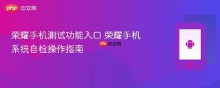 荣耀手机测试功能入口 荣耀手机系统自检操作指南