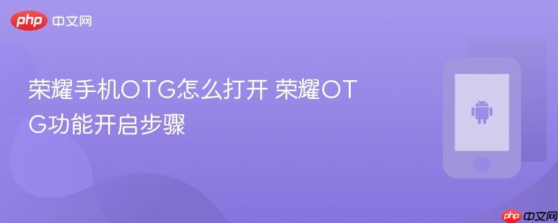 荣耀手机otg怎么打开 荣耀otg功能开启步骤