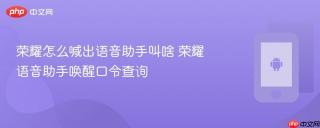 荣耀怎么喊出语音助手叫啥 荣耀语音助手唤醒口令查询