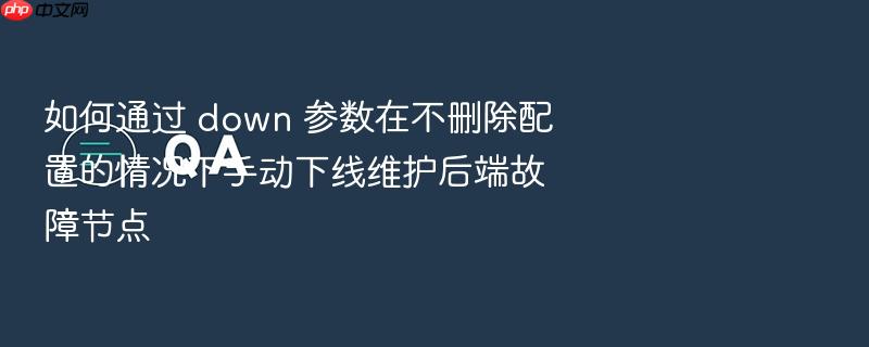 如何通过 down 参数在不删除配置的情况下手动下线维护后端故障节点