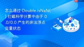 怎么通过 double.isnan() 拦截科学计算中由于 0.0/0.0 产生的非法浮点变量状态