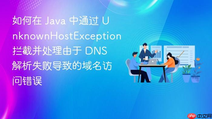如何在 java 中通过 unknownhostexception 拦截并处理由于 dns 解析失败导致的域名访问错误