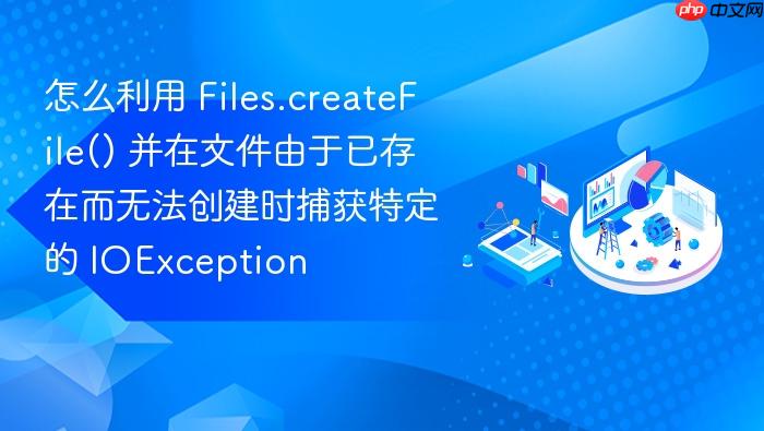 怎么利用 files.createfile() 并在文件由于已存在而无法创建时捕获特定的 ioexception