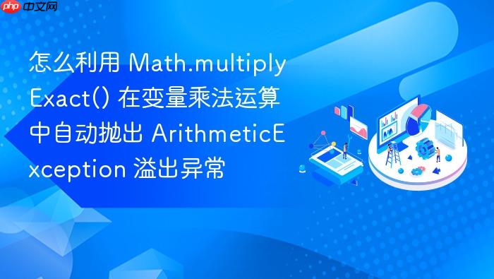 怎么利用 math.multiplyexact() 在变量乘法运算中自动抛出 arithmeticexception 溢出异常