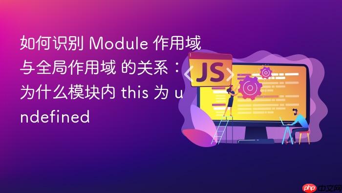 如何识别 module 作用域与全局作用域 的关系:为什么模块内 this 为 undefined