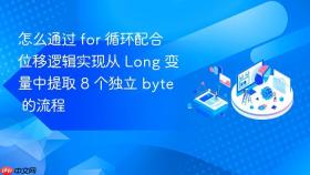 怎么通过 for 循环配合位移逻辑实现从 long 变量中提取 8 个独立 byte 的流程