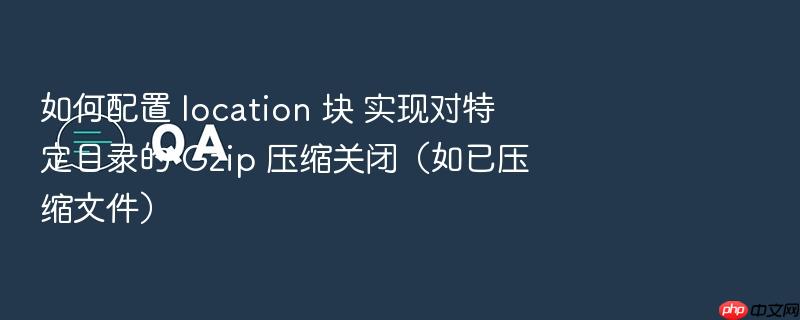 如何配置 location 块 实现对特定目录的 gzip 压缩关闭(如已压缩文件)
