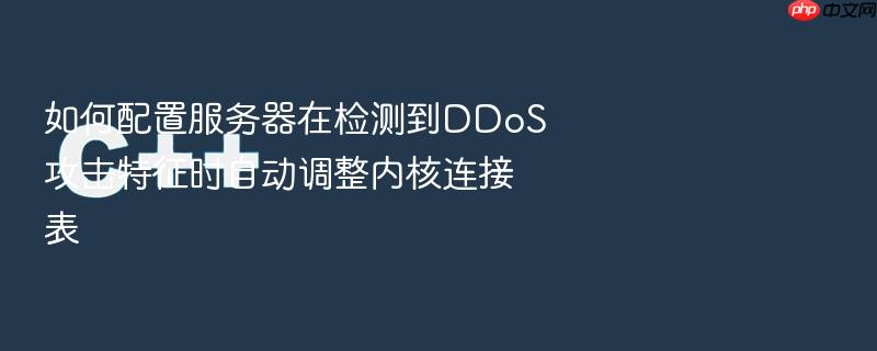 如何配置服务器在检测到ddos攻击特征时自动调整内核连接表