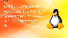 如何在linux下配置ssh的authorized_keys实现“限定单条命令执行(command=\