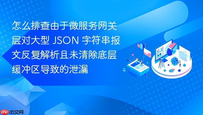 怎么排查由于微服务网关层对大型 json 字符串报文反复解析且未清除底层缓冲区导致的泄漏