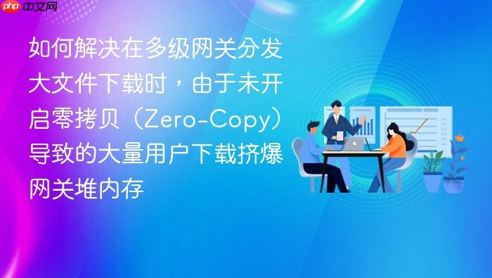 如何解决在多级网关分发大文件下载时,由于未开启零拷贝(zero-copy)导致的大量用户下载挤爆网关堆内存
