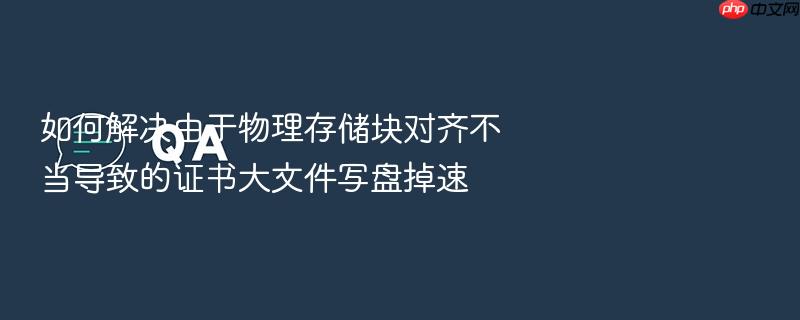如何解决由于物理存储块对齐不当导致的证书大文件写盘掉速