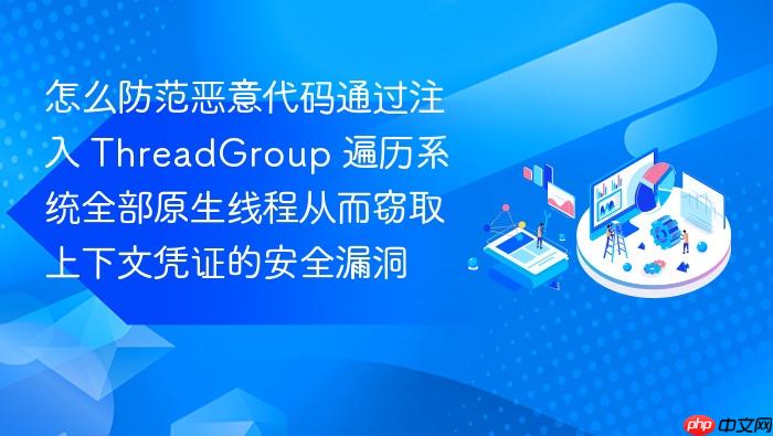 怎么防范恶意代码通过注入 threadgroup 遍历系统全部原生线程从而窃取上下文凭证的安全漏洞
