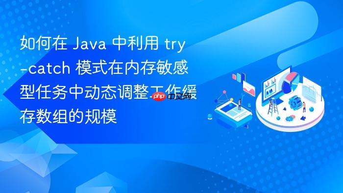 如何在 java 中利用 try-catch 模式在内存敏感型任务中动态调整工作缓存数组的规模