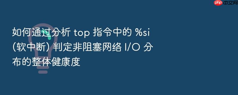 如何通过分析 top 指令中的 %si (软中断) 判定非阻塞网络 i/o 分布的整体健康度