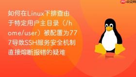 如何在Linux下排查由于特定用户主目录（/home/user）被配置为777导致SSH服务安全机制直接熔断报错的疑难