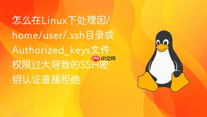 怎么在linux下处理因/home/user/.ssh目录或authorized_keys文件权限过大导致的ssh密钥认证直接拒绝