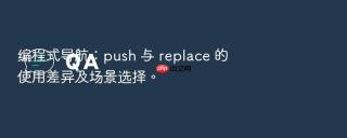 编程式导航：push 与 replace 的使用差异及场景选择。