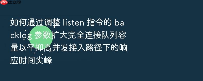如何通过调整 listen 指令的 backlog 参数扩大完全连接队列容量以平抑高并发接入路径下的响应时间尖峰