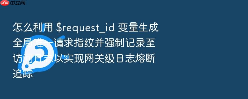 怎么利用 $request_id 变量生成全局唯一请求指纹并强制记录至访问日志以实现网关级日志熔断追踪