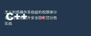 怎么利用操作系统级的权限审计与行为监控提升安全防御健壮性实战