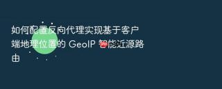 如何配置反向代理实现基于客户端地理位置的 geoip 智能近源路由
