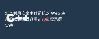 怎么利用安全审计系统对 web 应用的敏感接口调用进行全程录屏实战