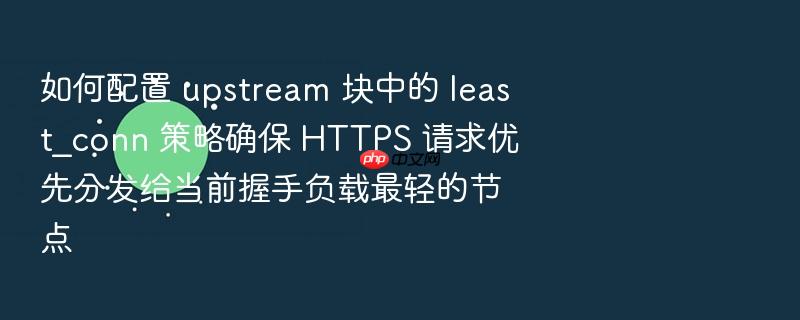 如何配置 upstream 块中的 least_conn 策略确保 https 请求优先分发给当前握手负载最轻的节点