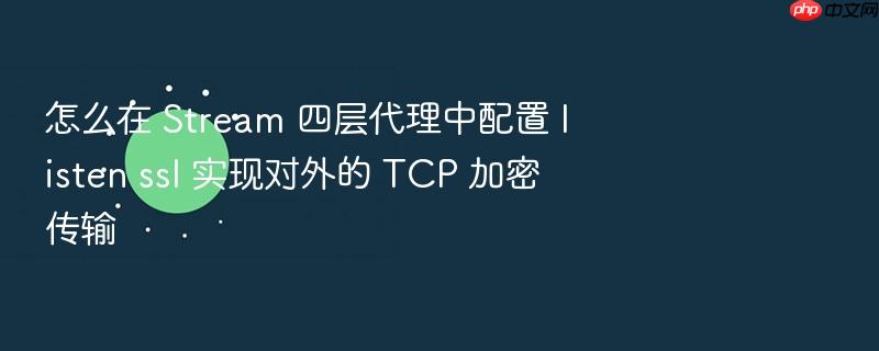怎么在 stream 四层代理中配置 listen ssl 实现对外的 tcp 加密传输