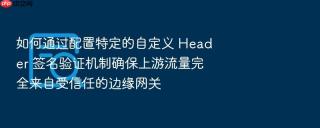 如何通过配置特定的自定义 header 签名验证机制确保上游流量完全来自受信任的边缘网关